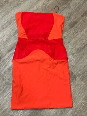 Boulee Serena Colorblock Strapless hot coral Bodycon Dress 2